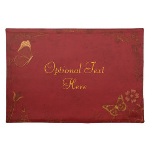 Elegant Red & Gold Vintage Butterflies Placemat