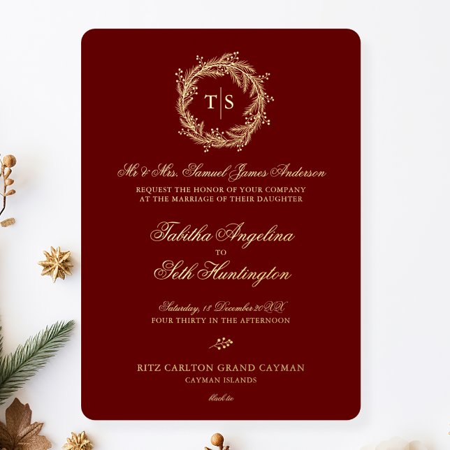 Elegant Red Gold Wedding Foil Invitation (Creator Uploaded)