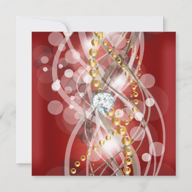 Elegant Red Gold White Diamond Birthday Party Invitation (Front)