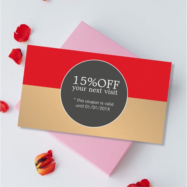 Elegant Red Golden Stripes Beauty Coupon (Creator Uploaded)