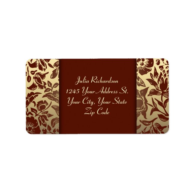 elegant red golden wedding address labels (Front)