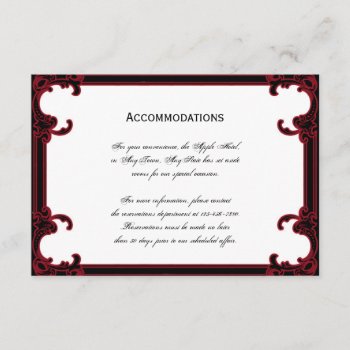 Elegant Red Gothic Frame Wedding Accomodations Enclosure Card by NoteableExpressions at Zazzle