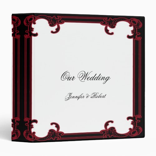 Elegant Red Gothic Frame Wedding Binder