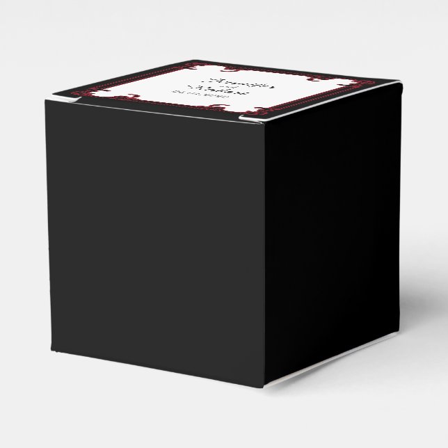Elegant Red Gothic Frame Wedding Favor Box (Front Side)