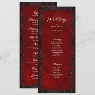 Elegant red Gothic Wedding Program