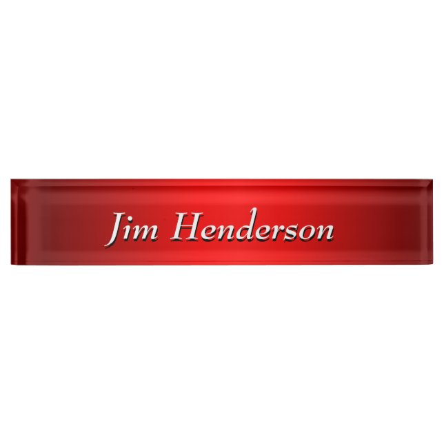 Elegant Red Gradient   Desk Name Plate (Front)