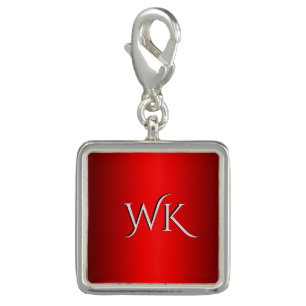 Elegant Red Gradient  Monogram Charm