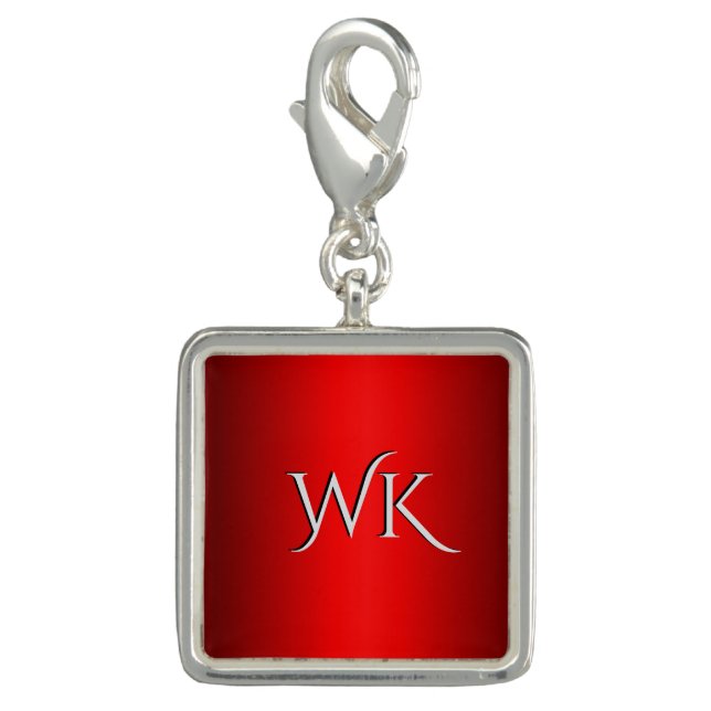 Elegant Red Gradient  Monogram Charm (Front)