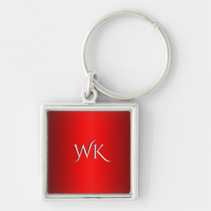 Elegant Red Gradient Personal Initials Keychain