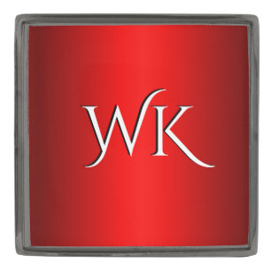 Elegant Red Gradient to Black Monogram Gunmetal Finish Lapel Pin