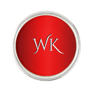 Elegant Red Gradient to Black Monogram Lapel Pin