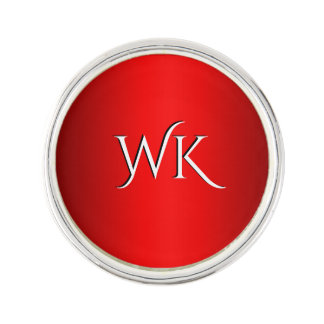 Elegant Red Gradient to Black Monogram Lapel Pin