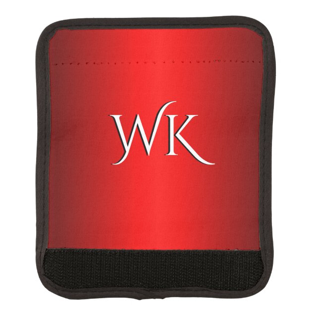 Elegant Red Gradient to Black Monogtam Luggage Handle Wrap (Front)