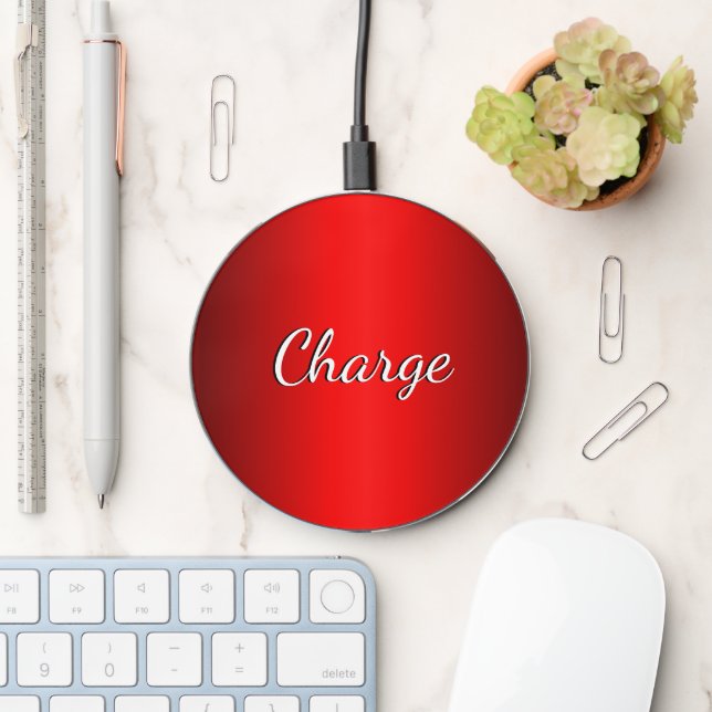 Elegant Red Gradient w Text of Choice Wireless Charger (Desk)