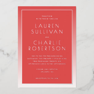 Elegant Red Gradient Wedding Invitation Foil Invitation