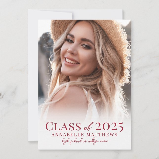 Elegant Red Graduate Photo Collage Graduation Announcement (Front)