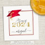 Elegant Red Graduation Cap Metallic Gold Script Napkins