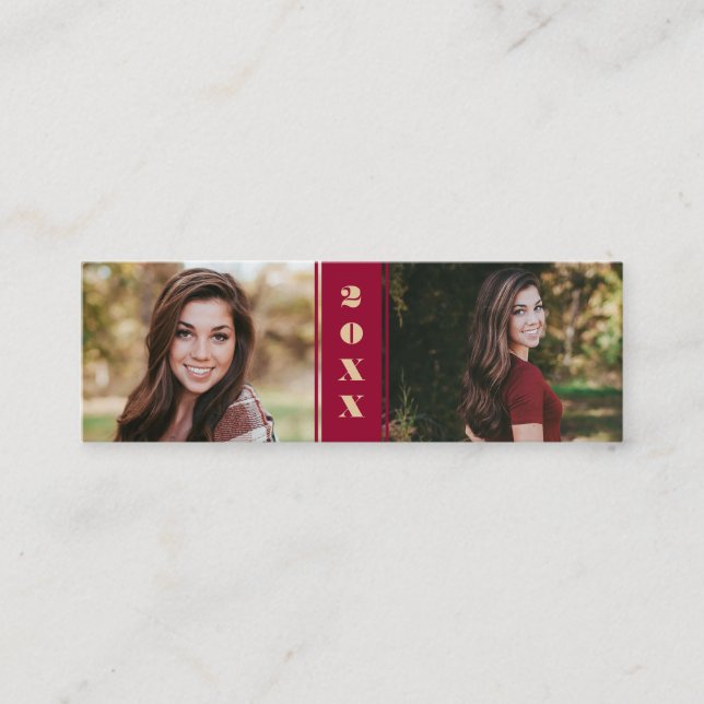 Elegant red graduation class of photo networking c calling card (Front)