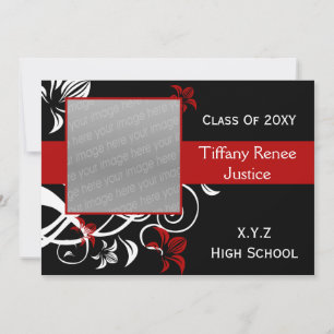elegant red Graduation photo Invitation