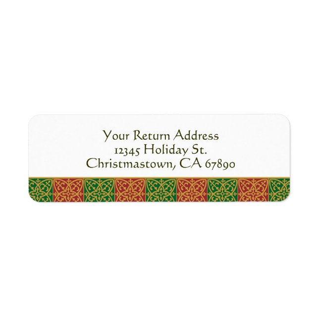 Elegant Red Green and Golds Custom Holiday Labels (Front)