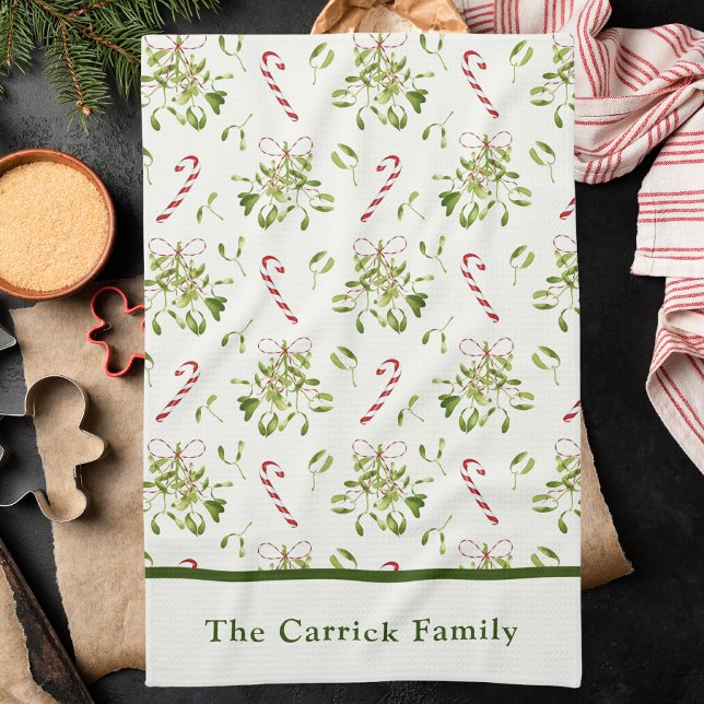 Elegant Red & Green Christmas Botanical Kitchen Towel (Creator Uploaded)