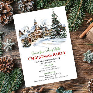Elegant red green festive city Christmas party Invitation