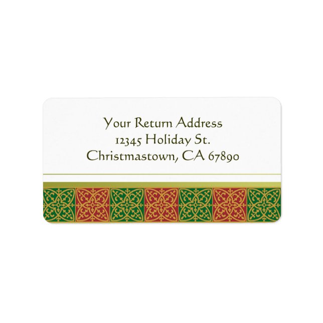 Elegant Red Green Fleur de Lis Custom Labels (Front)