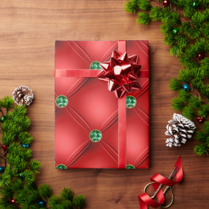 Elegant Red Green Glam Bling Holiday Wrapping Paper