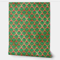 Elegant Red Green Gold Art Deco Vintage Pattern