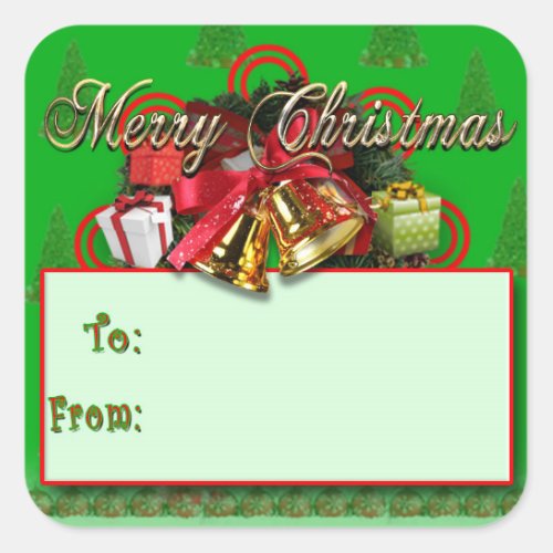 Elegant Red Green Gold Christmas Gift Tag Stickers