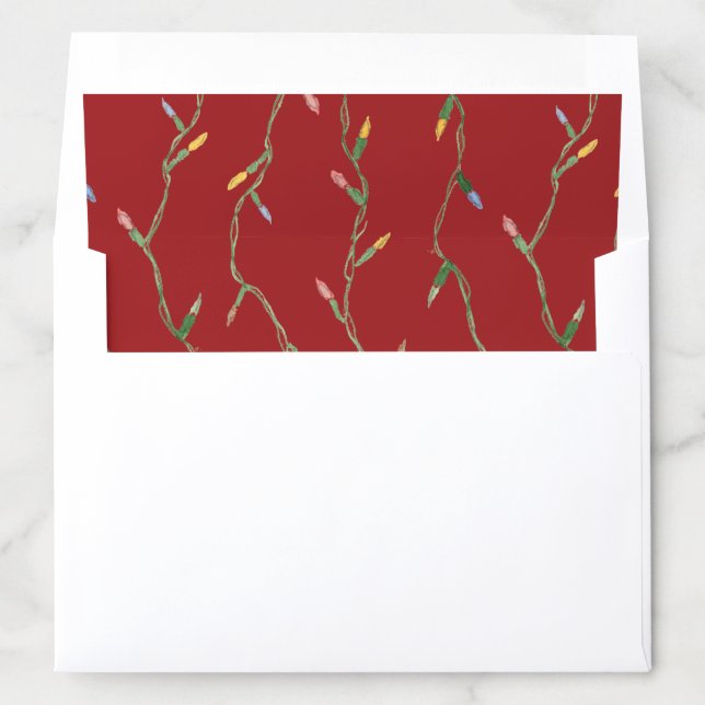 Elegant Red Green Holiday Light Stripe Envelope Liner (In Envelope)