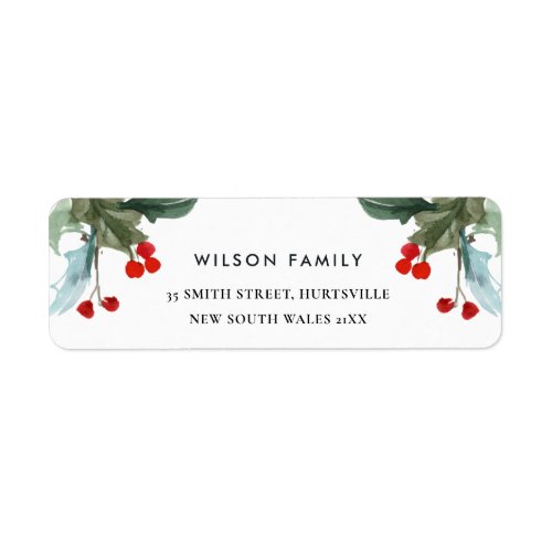 ELEGANT RED GREEN HOLLY BERRY  NEW YEAR ADDRESS LABEL
