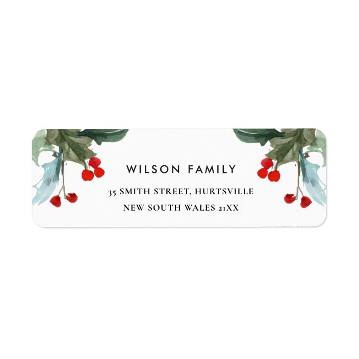 ELEGANT RED GREEN HOLLY BERRY NEW YEAR ADDRESS LABEL | Zazzle.com