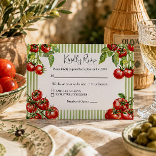 Elegant Red & Green Italian Wedding  RSVP Card