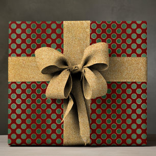 Elegant Red Green Luxury Polka Dot Pattern Wrapping Paper