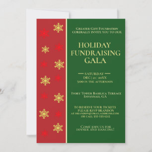 Elegant Red & Green Star Charity Holiday Gala Invitation