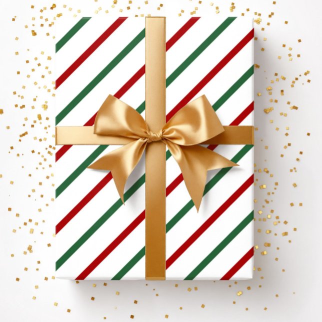 Elegant Red Green Stripes Christmas Wrapping Paper (Elegant Red Green Stripes Christmas Wrapping Paper)