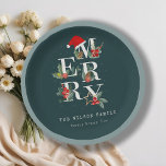 Elegant Red Green White Merry Christmas Foliage Paper Plates<br><div class="desc">If you need any further customisation please feel free to message me on yellowfebstudio@gmail.com.</div>