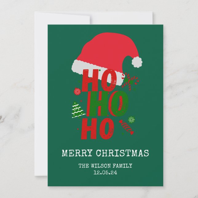 Elegant Red Green White Merry Christmas Holiday Card (Front)