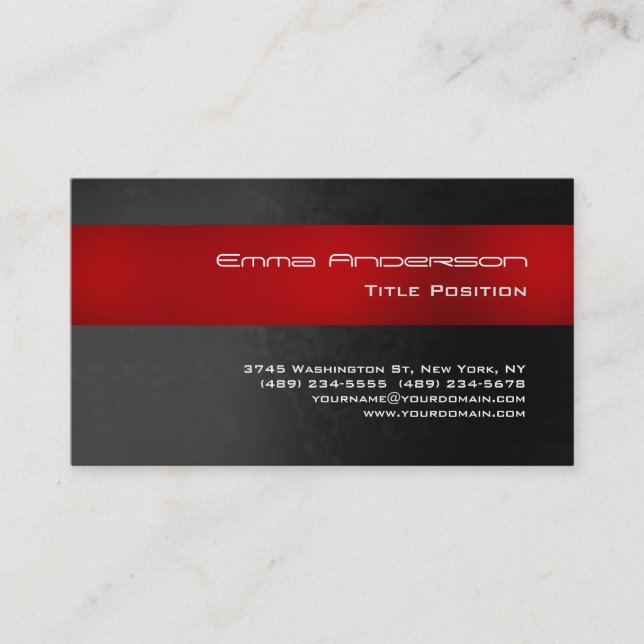 Elegant Red Grey Modern Impressive Trendy Business Card (Front)