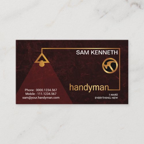 Elegant Red Grunge Stylish Gold Lampshade Handyman Business Card