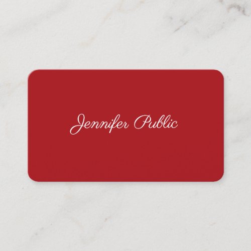 Elegant Red Handwritten Name Professional Modern Business Card