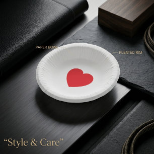 Elegant Red Heart 9 Inch Personalized Paper Bowl