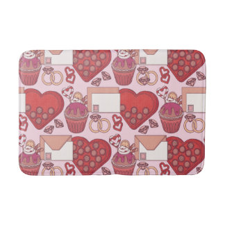 Elegant Red Heart Love Theme Valentine’s Day Gift Bath Mat
