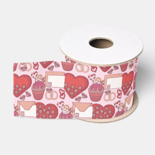 Elegant Red Heart Love Theme Valentine’s Day Gift Grosgrain Ribbon