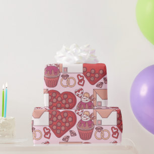 Elegant Red Heart Love Theme Valentine’s Day Gift Wrapping Paper