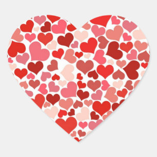 Elegant Red Heart Pattern Heart Sticker