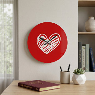 Elegant Red Heart Wall Clock