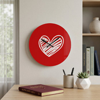 Elegant Red Heart Wall Clock