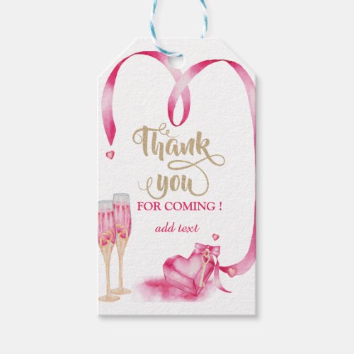 Elegant Red Hearts Champagne Glass Gift Tags
